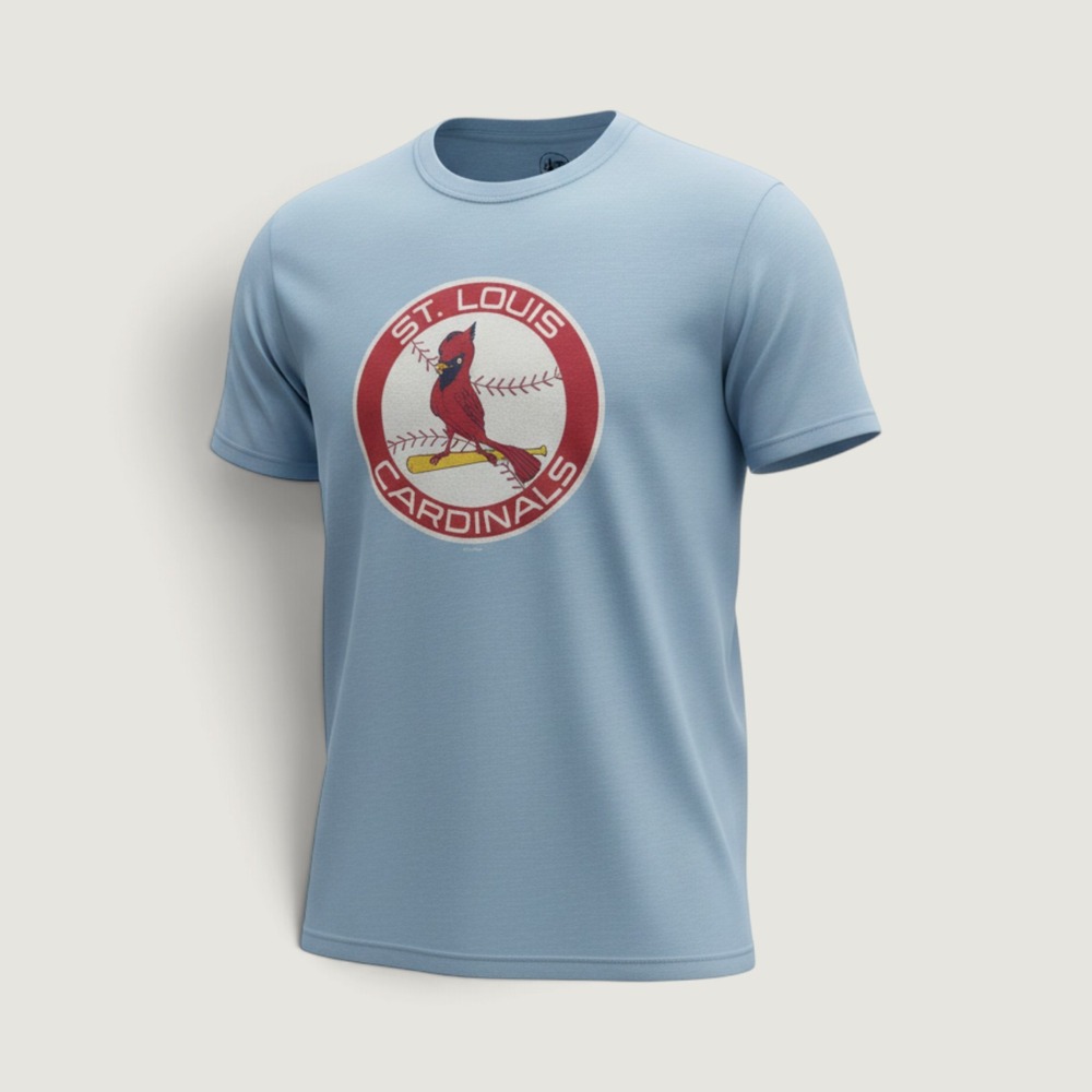 47 Brand St Louis Cardinals Mens L Blue Slub Knit Distressed Logo T-Shirt MLB
